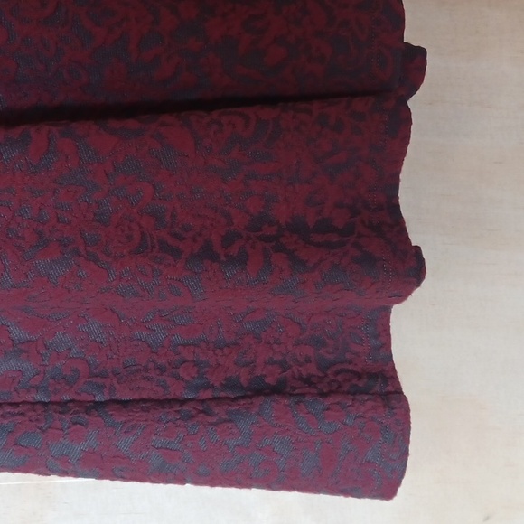 LOFT Maroon 3/4 Sleeve A-Line Dress, Lace Overlay, Round Neckline, Stretch - Picture 7 of 14